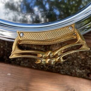 Vintage Set of 2 Kromex Chrome Serving Trays with Brass Handles